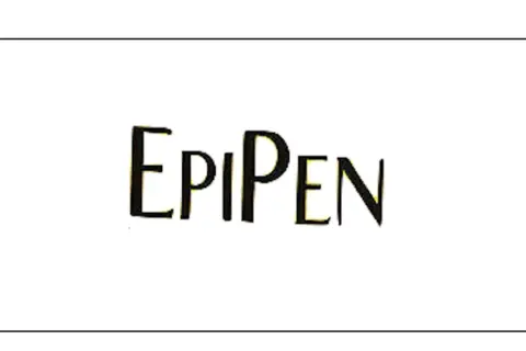 Napis EPIPEN w stylu retro. Ten lek jest ważny dla bezpieczeństwa seniorów.
