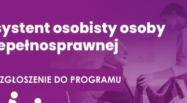 Asystent osoby niepełnosprawnej pomaga starszemu mężczyźnie. Złóż zgłoszenie do programu.
