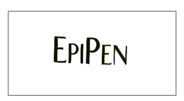 Napis EPIPEN w stylu retro. Ten lek jest ważny dla bezpieczeństwa seniorów.