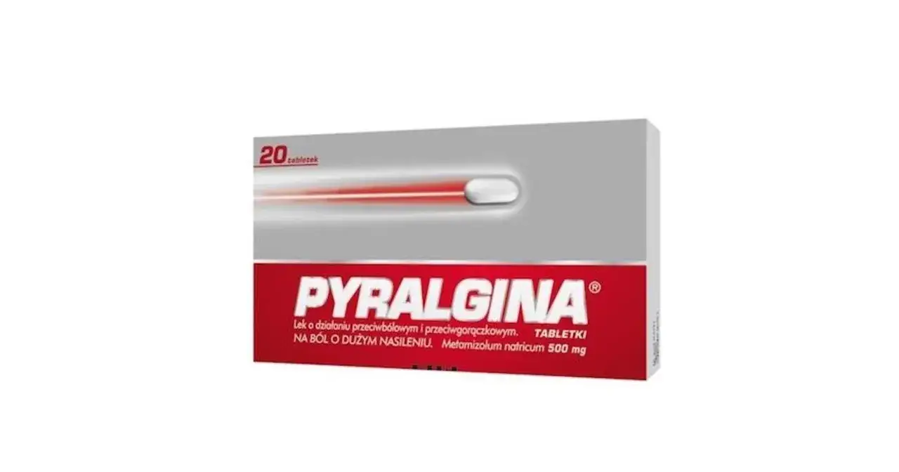Opakowanie Pyralginy 20 tabletek na ból o dużym nasileniu.