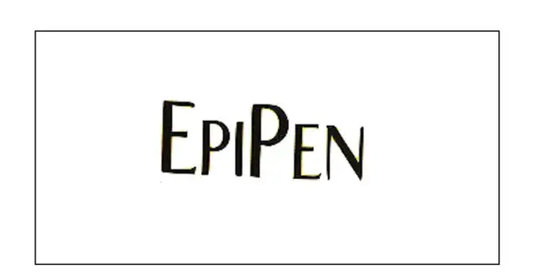 Napis EPIPEN w stylu retro. Ten lek jest ważny dla bezpieczeństwa seniorów.