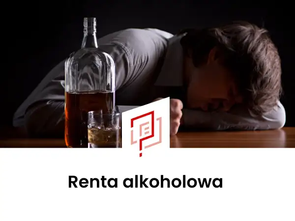 Mężczyzna śpi na stole obok butelki i szklanki z alkoholem. Temat: renta alkoholowa.